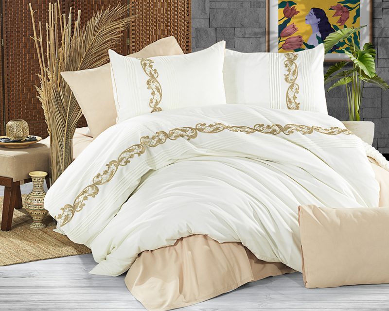 Forever 6 Parça Güpürlü Nevresim Seti - Bej