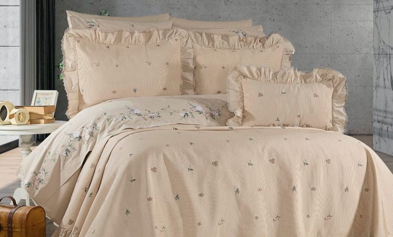 10 Parça Dio Nakışlı Gelin Seti - Bej