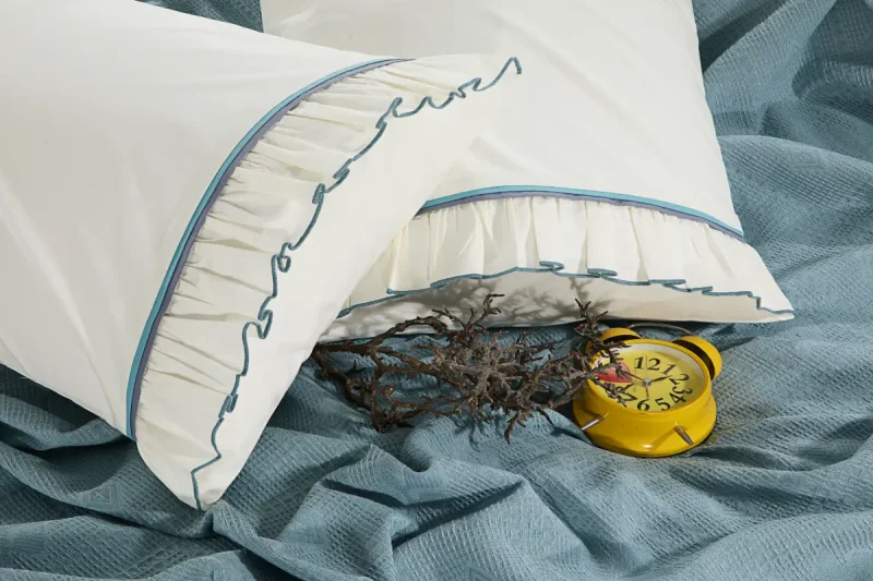 Biyeli 4 Parça Pamuklu Pike Seti - Petrol Mavisi