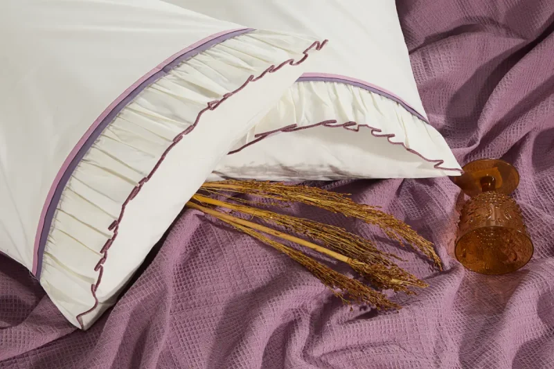 Biyeli 4 Parça Pamuklu Pike Seti - Mor