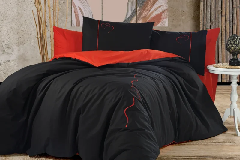 Nakışlı %100 Pamuk 6 Parça Çift Kişilik Nevresim Takımı